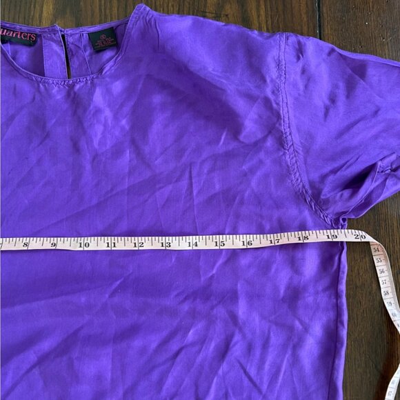 Vintage Quarters Purple Silk Blouse Pullover Shirt Shoulder Pads Keyhole Small - Picture 9 of 9